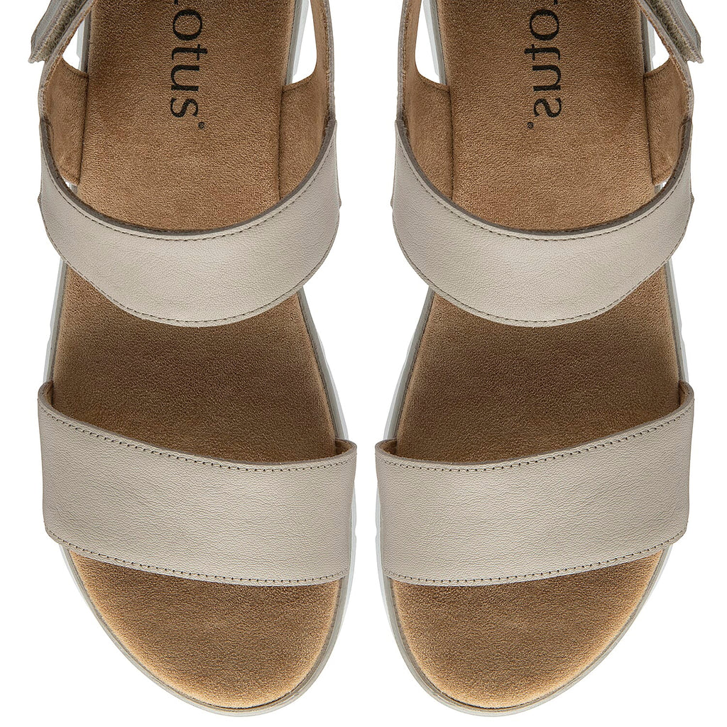 Lotus Facchini Platform Sandal With Adjustable Hook And Loop Ankle Strap (Size 7) - Stone