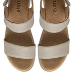 Lotus Facchini Platform Sandal With Adjustable Hook And Loop Ankle Strap (Size 7) - Stone