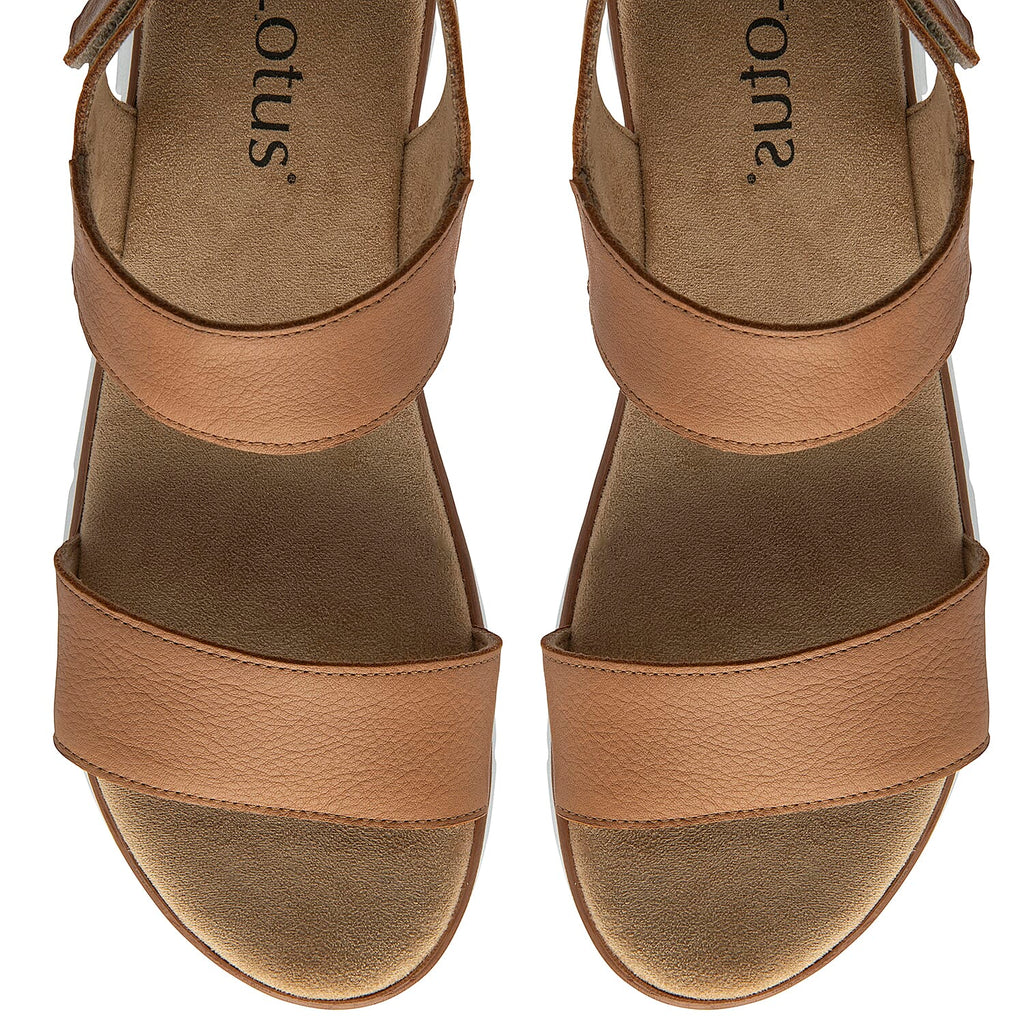 Lotus Facchini Platform Sandal With Adjustable Hook And Loop Ankle Strap (Size 9) - Tan