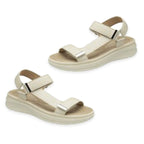 Dunlop Serafina Dual-Strap Hook & Loop Fastening Platform Sandals (Size 7) - Bone White