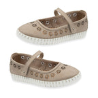 Lotus Aurelia Laser Cut Floral Mary Jane Ballerina Shoes (Size 3) - Natural
