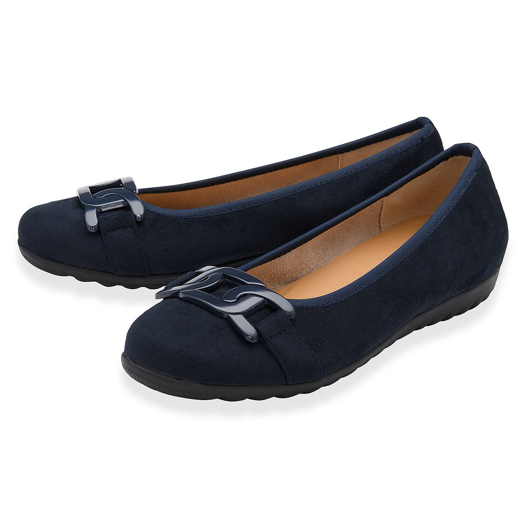 Lotus Ladies Eleni Casual Slip-On Pump With Chain Detail (Size 3) - Navy
