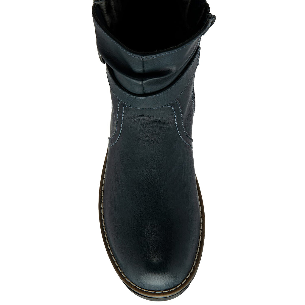 Lotus Triana Womens Comfort Winter Biker Boots With Buckle Detail (Size 4) - Navy