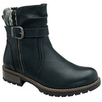 Lotus Triana Womens Comfort Winter Biker Boots With Buckle Detail (Size 4) - Navy