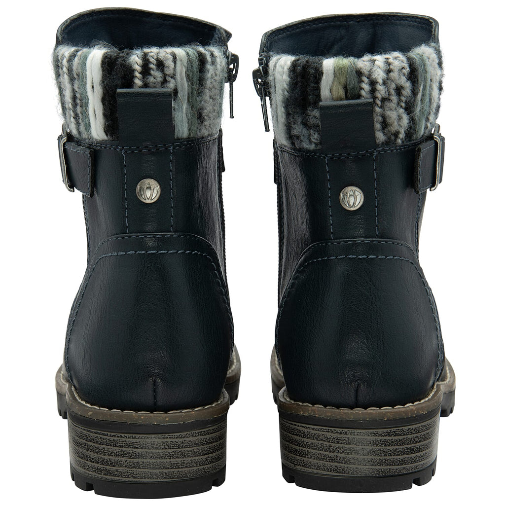 Lotus Triana Womens Comfort Winter Biker Boots With Buckle Detail (Size 4) - Navy