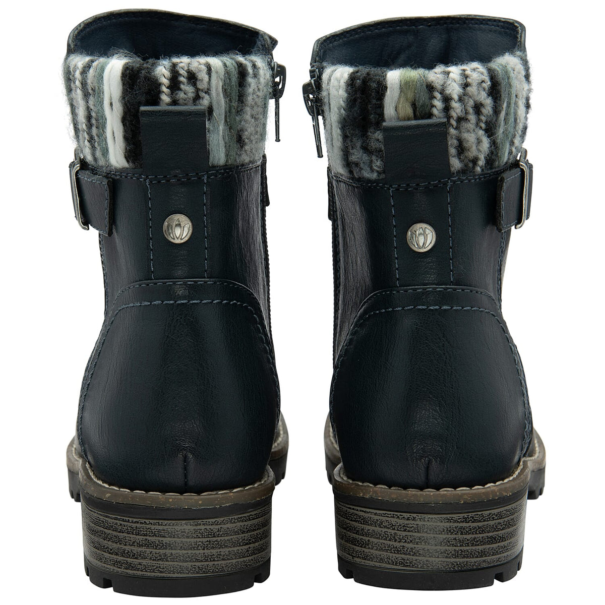 Lotus Triana Womens Comfort Winter Biker Boots With Buckle Detail (Size 4) - Navy V32525256 3