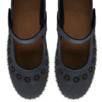 Lotus Aurelia Laser Cut Floral Mary Jane Ballerina Shoes (Size 4) - Navy