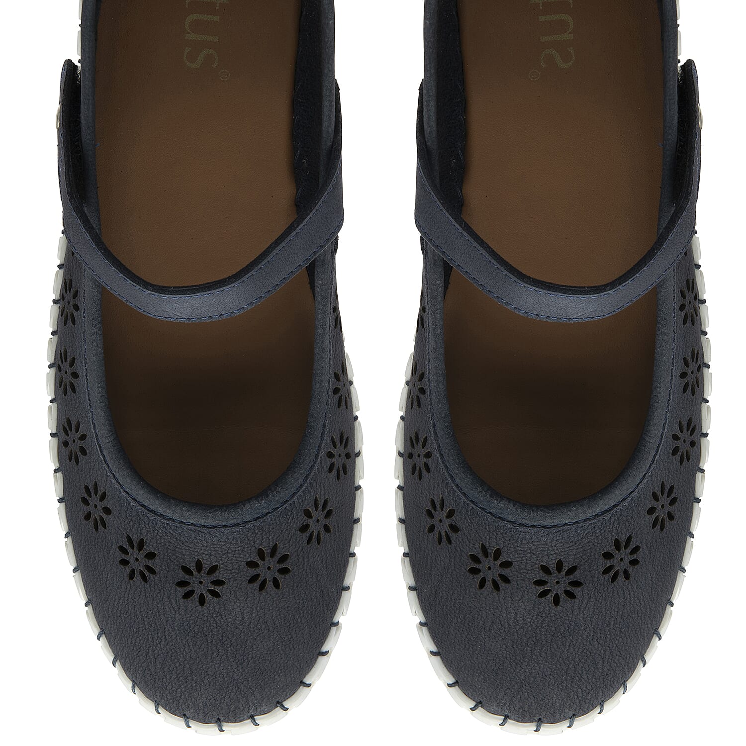 Lotus Aurelia Laser Cut Floral Mary Jane Ballerina Shoes (Size 4) - Navy 8515541 2