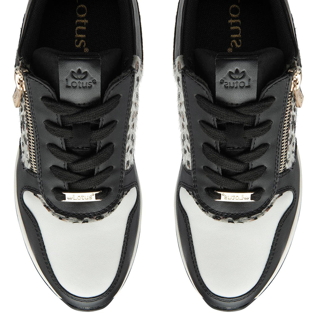 Lotus Moore Womens Wedge Animal Print Sneakers (Size 5) - Black & White