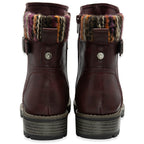 Lotus Triana Womens Comfort Winter Biker Boots With Buckle Detail (Size 6) - Bordo