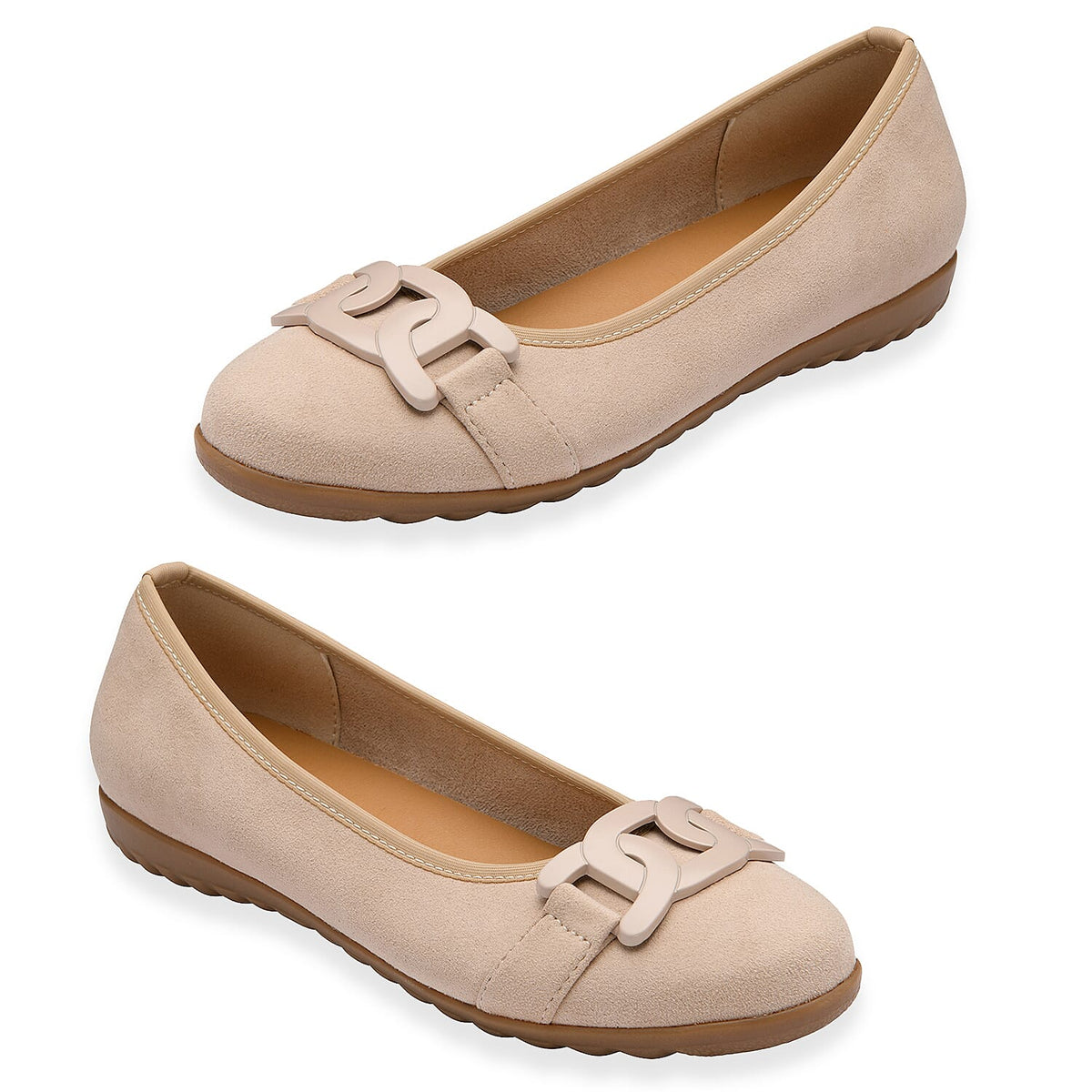 Lotus Ladies Eleni Casual Slip-On Pump With Chain Detail (Size 6) - Natural V32581983 0
