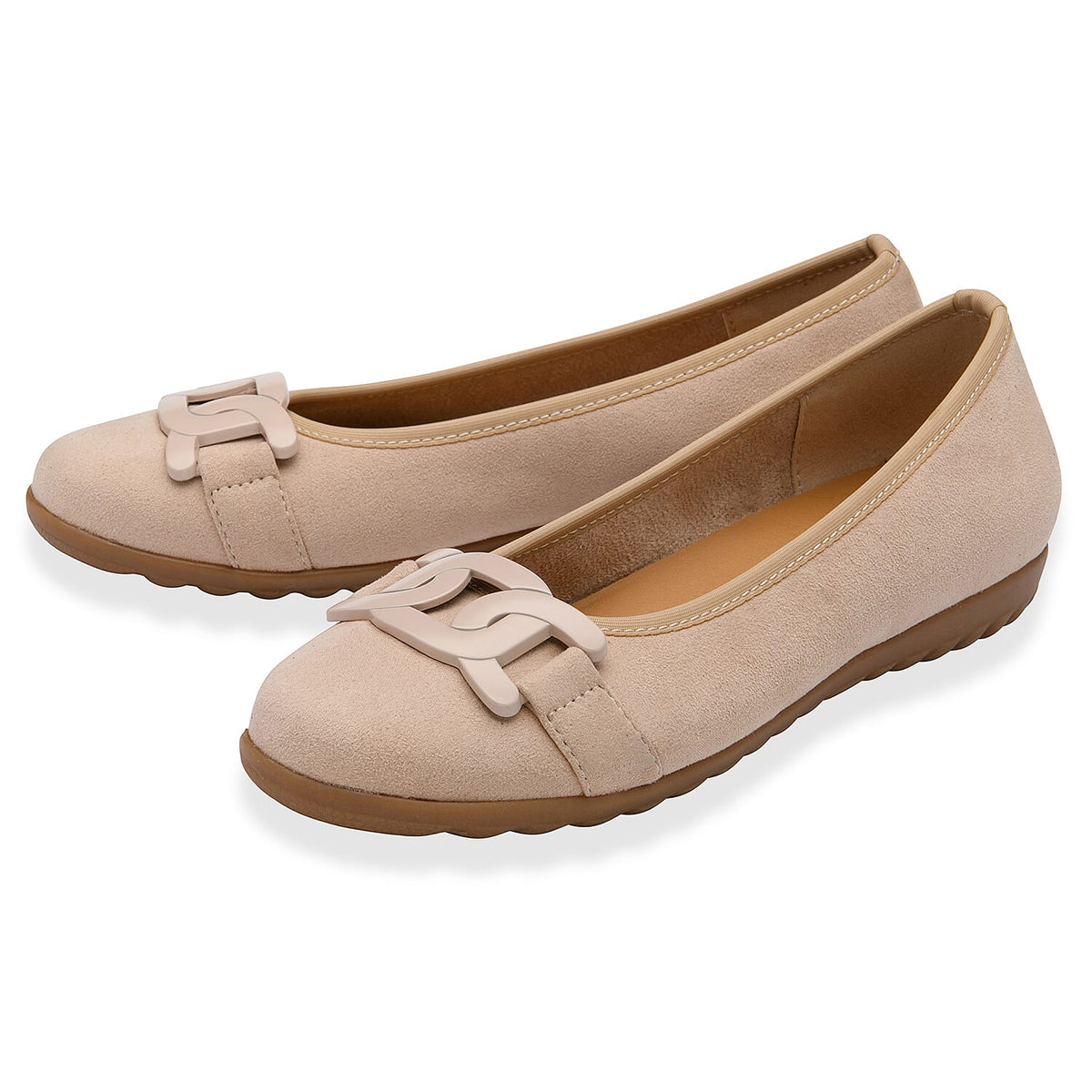 Lotus Ladies Eleni Casual Slip-On Pump With Chain Detail (Size 6) - Natural V32581983 1