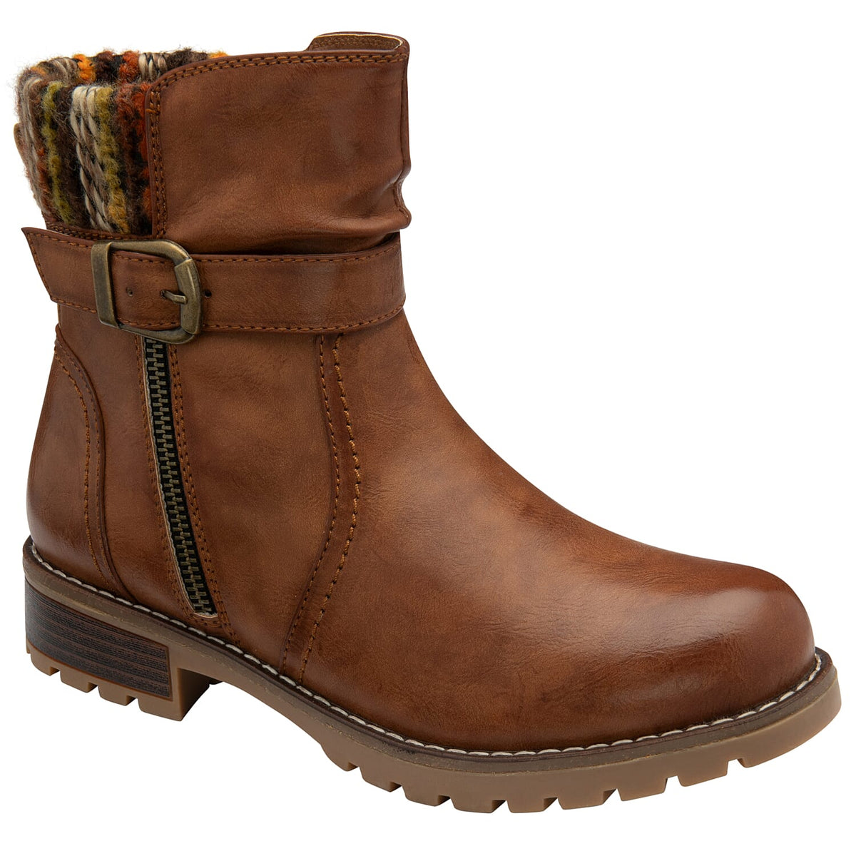 Lotus Triana Womens Comfort Winter Biker Boots With Buckle Detail (Size 6) - Tan V32614337 2