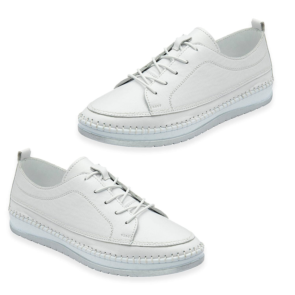 Lotus Womens Rimini Lace Up Casual Sneaker (Size 6) - White