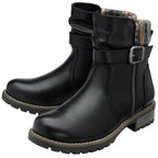 Lotus Triana Womens Comfort Winter Biker Boots With Buckle Detail (Size 7) - Black