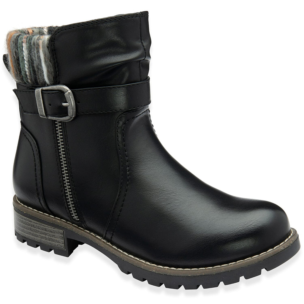 Lotus Triana Womens Comfort Winter Biker Boots With Buckle Detail (Size 7) - Black