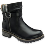 Lotus Triana Womens Comfort Winter Biker Boots With Buckle Detail (Size 7) - Black