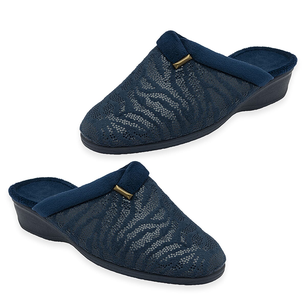 Lotus Gracia Womens Patterned Slip-On Slippers (Size 3) - Navy 8357289 1