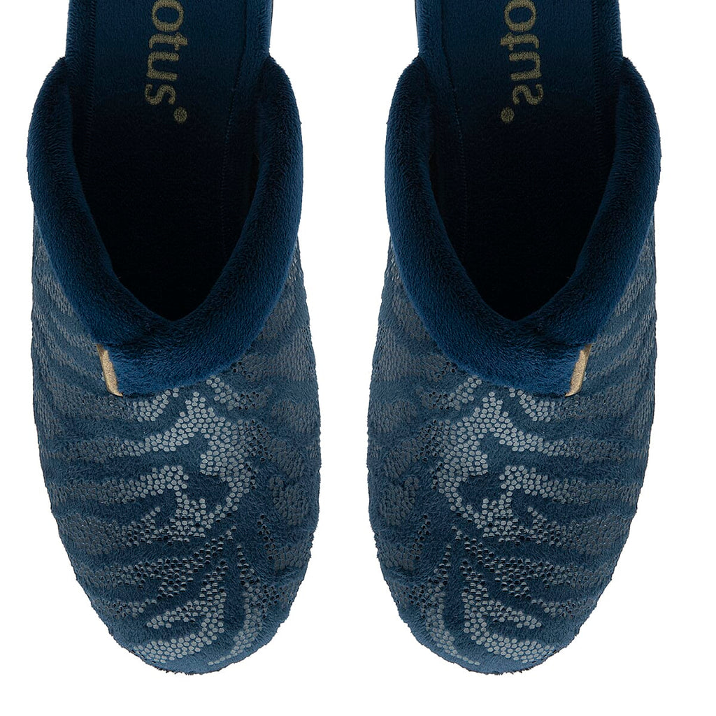 Lotus Gracia Womens Patterned Slip-On Slippers (Size 3) - Navy