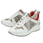 Lotus Leather Sapphire Trainers with Reptile Print Detailing (Size 3) - White & Red