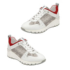Lotus Leather Sapphire Trainers with Reptile Print Detailing (Size 3) - White & Red