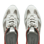 Lotus Leather Sapphire Trainers with Reptile Print Detailing (Size 3) - White & Red