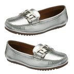 Lotus Martino Leather Moccasin Loafer (Size 5) - Silver