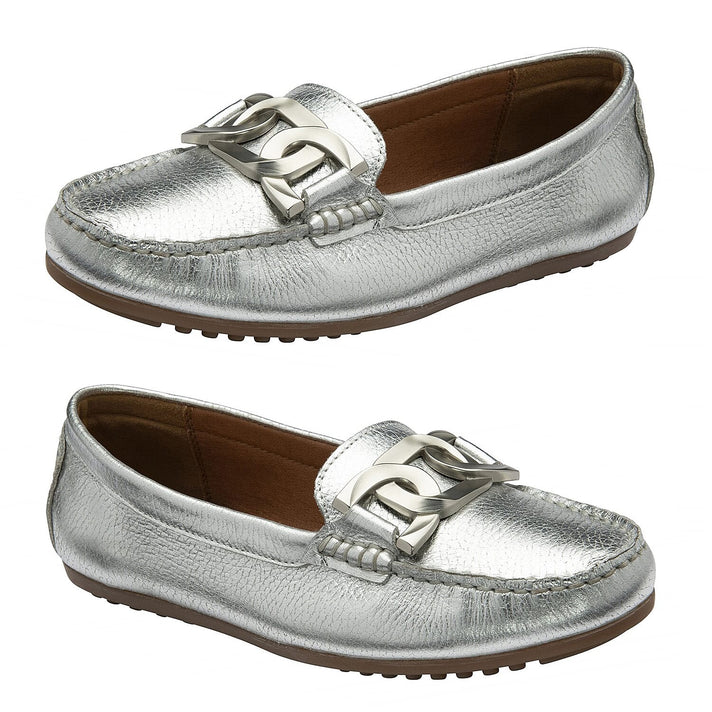 Lotus Martino Leather Moccasin Loafer (Size 4) - Silver 8302108 1