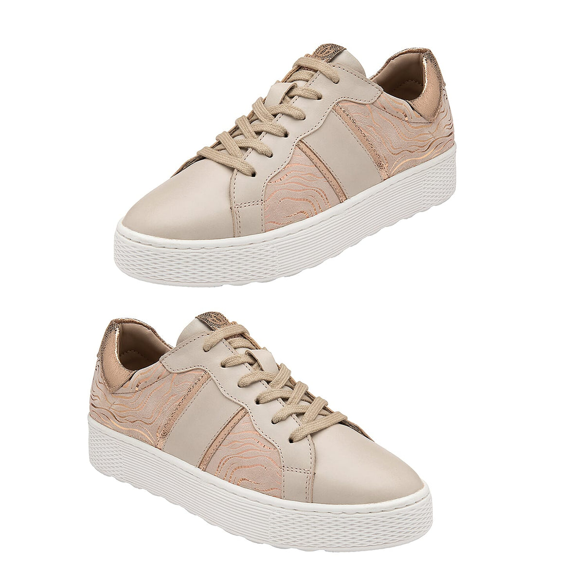 Lotus Metallic Print Leather Simone Casual Trainers - Nude 7128375 0