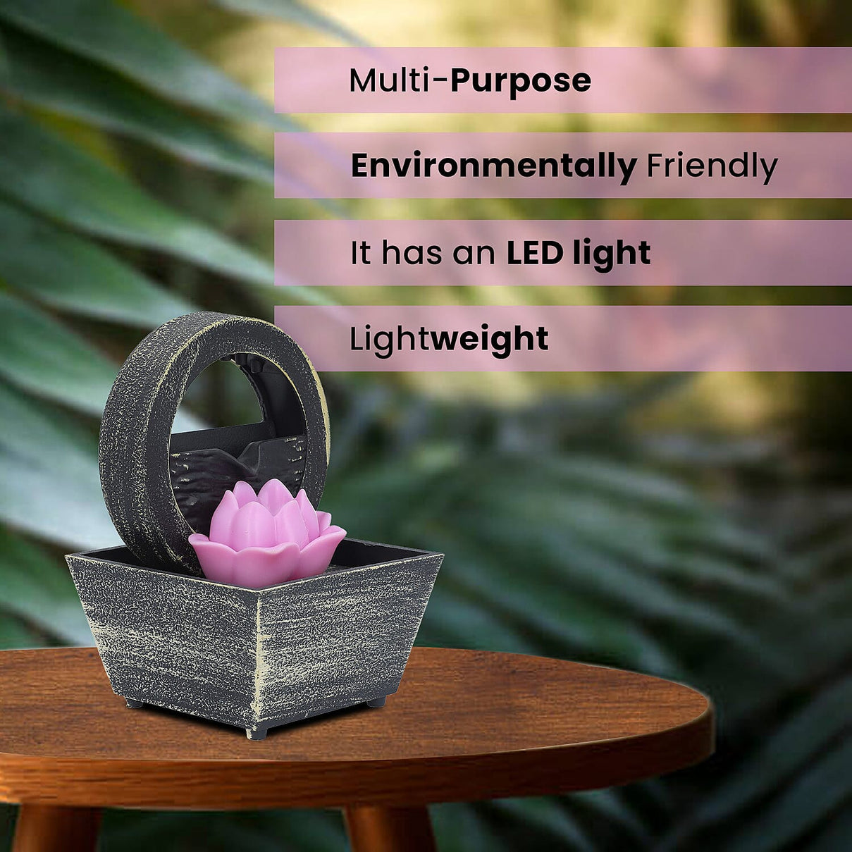 Lotus Mini Water Fountain with LED Light For Home DÃ©cor, Office and Living room 7585071 3