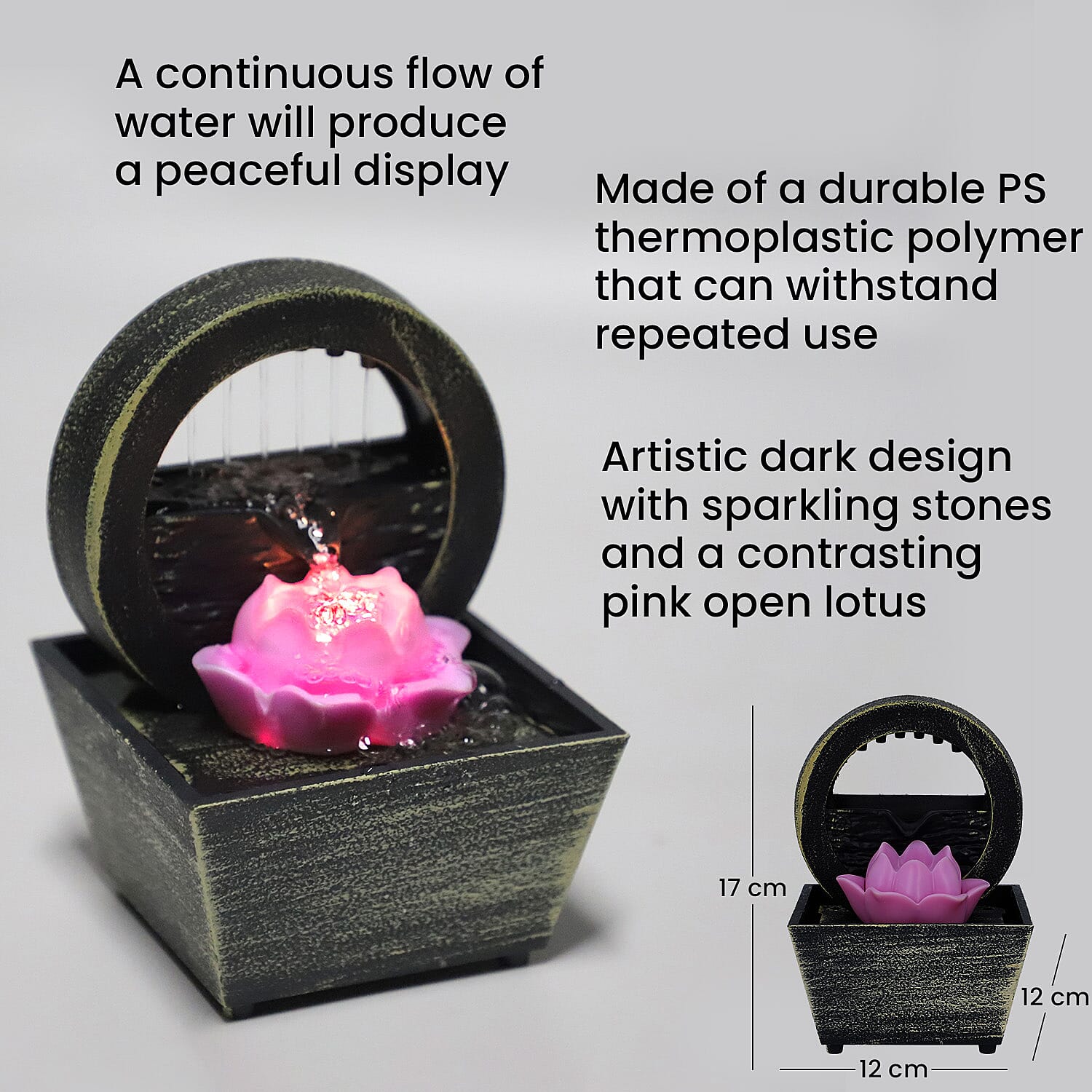Lotus Mini Water Fountain with LED Light For Home DÃ©cor, Office and Living room 7585071 4