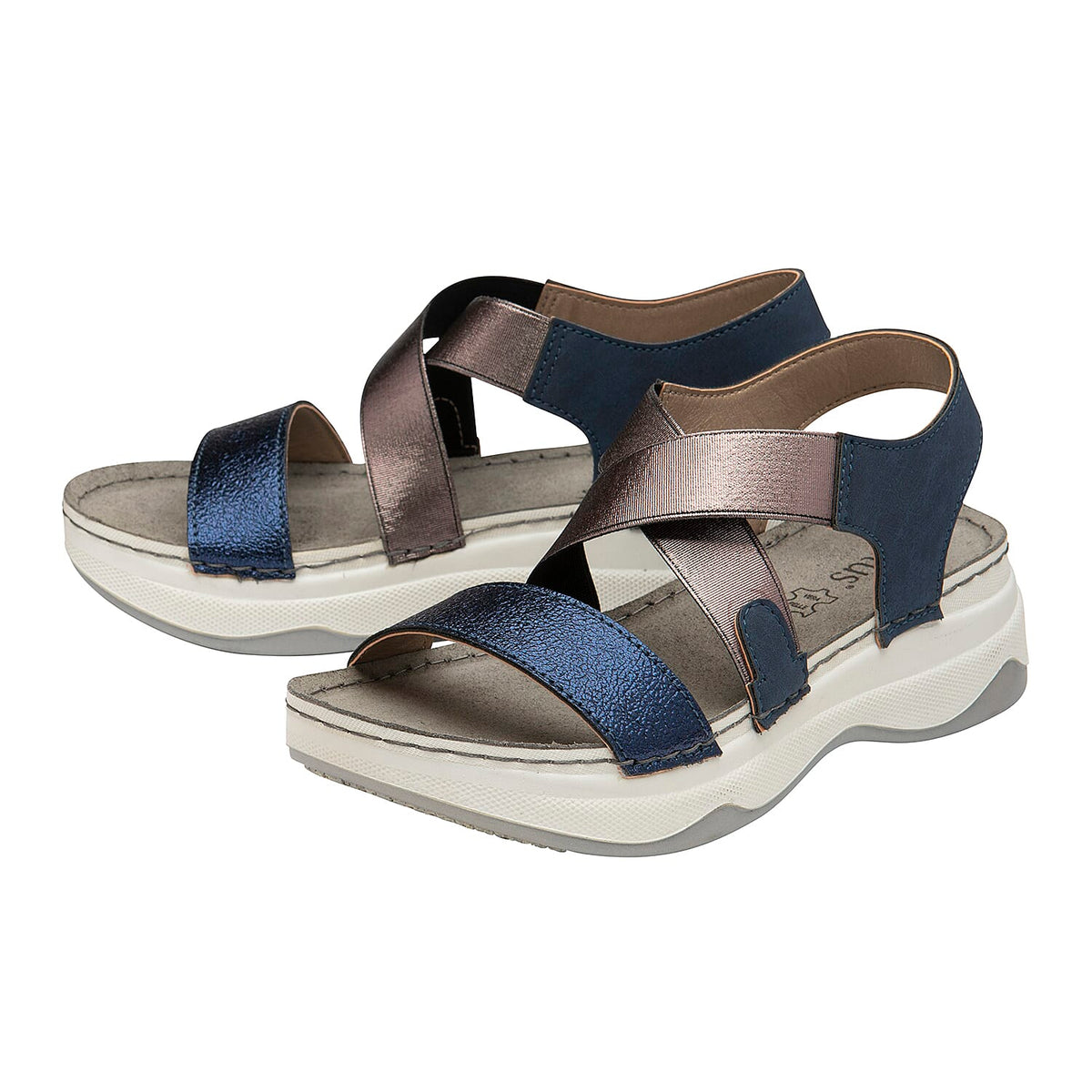 Lotus Moderna Open-Toe Sandals For Women's - Navy and Pewter 6349304 0