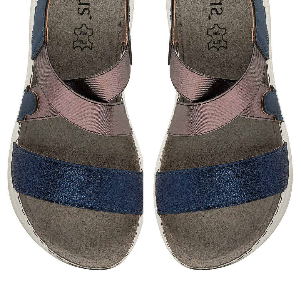 Lotus Moderna Open-Toe Sandals (Size 7) - Navy & Pewter
