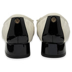 Lotus Rush Quilted Two-Tone Cap Toe Ballet Pumps With Block Heel (Size 8) - Cream & Black