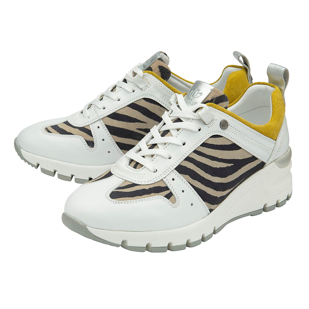 Lotus Sapphire Zebra Pattern Wedge Trainers (Size 7) - White & Yellow