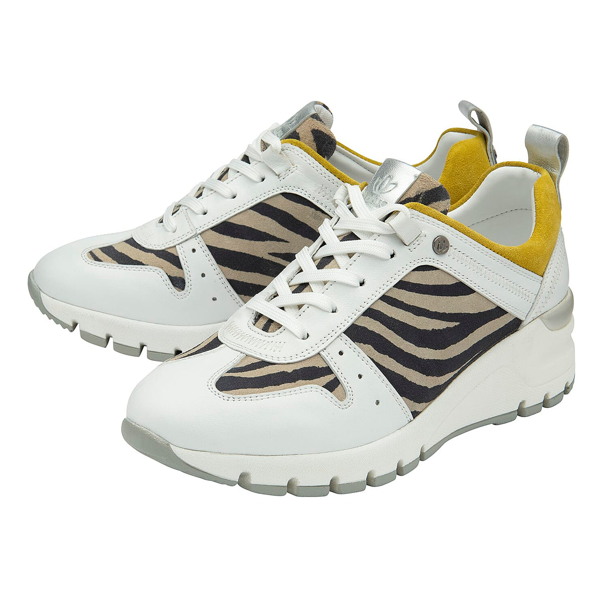 Lotus Sapphire Zebra Pattern Wedge Trainers - White and Yellow 7214203 2