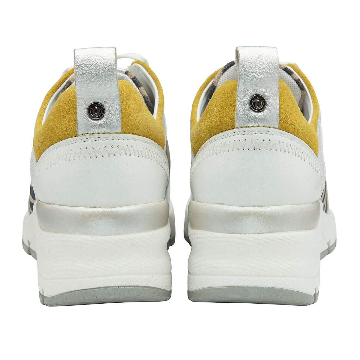 Lotus Sapphire Zebra Pattern Wedge Trainers - White and Yellow 7214203 4