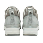 Lotus Sassy Lace-Up Womens Trainers with Functional Outside Zip (Size 4) - Grey & Silver