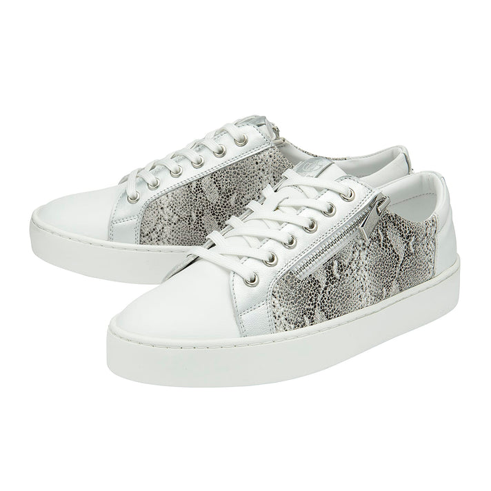 Lotus Snake Pattern Sky Casual Trainers with Functional Outside Zip - White 7214157 1