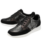 Lotus Snake Print Sheryl Leather Casual Trainers (Size 8) -Black