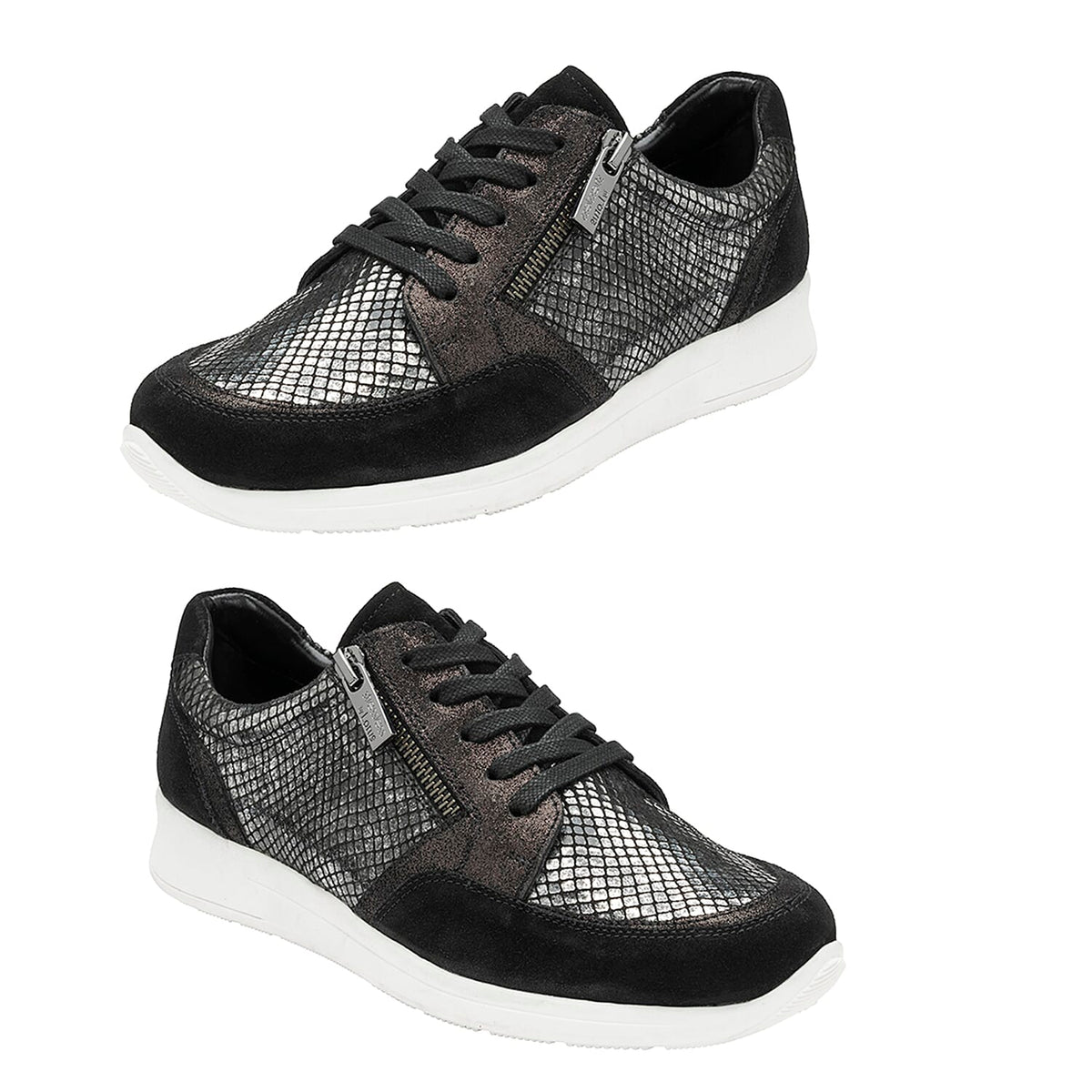 Lotus Snake Print Sheryl Leather Casual Trainers -Black 7128355 2