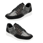 Lotus Snake Print Sheryl Leather Casual Trainers (Size 8) -Black