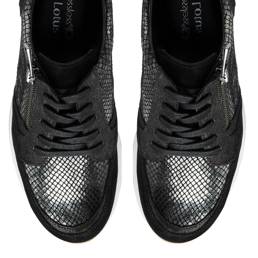 Lotus Snake Print Sheryl Leather Casual Trainers (Size 8) -Black