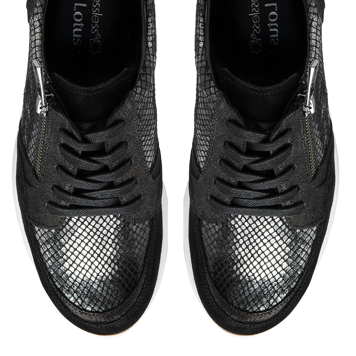 Lotus Snake Print Sheryl Leather Casual Trainers -Black 7128355 3