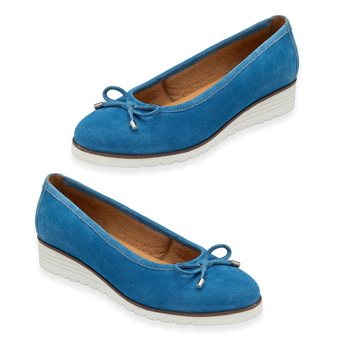 Lotus Gunmetal Leather Fernanda Low Wedge Ballerina Pumps (Size 3) - Blue V32491977 0