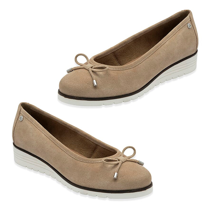 Lotus Gunmetal Leather Fernanda Low Wedge Ballerina Pumps (Size 4) - Natural 8511360 1