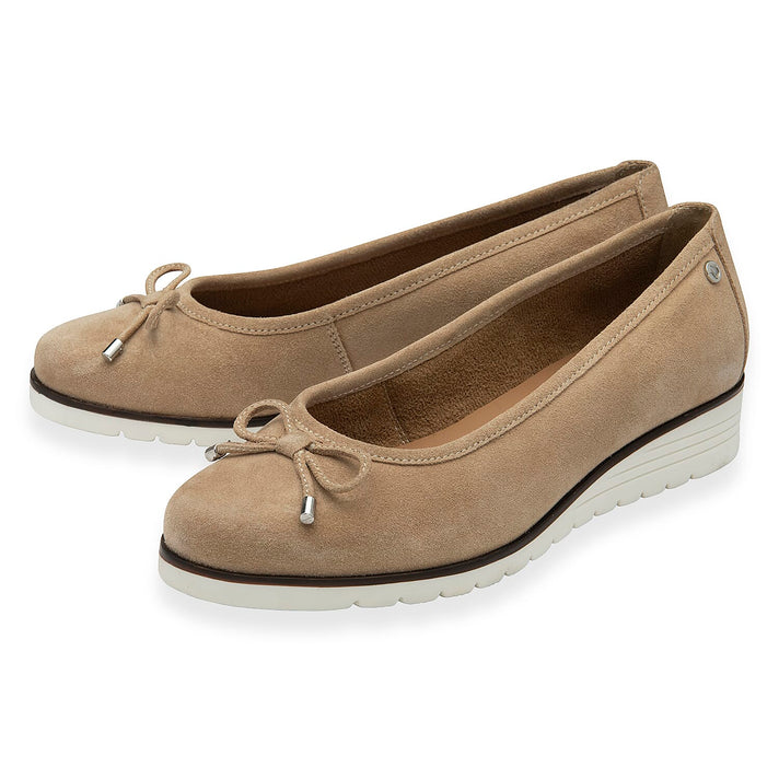 Lotus Gunmetal Leather Fernanda Low Wedge Ballerina Pumps (Size 4) - Natural 8511360 2