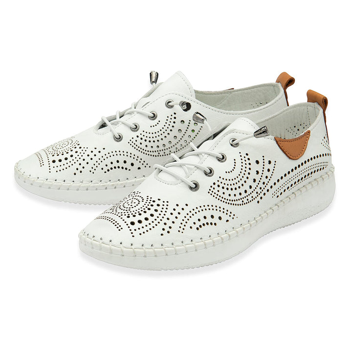 Lotus Womens Tassia Premium Leather Laser Cut Detail Lace Up Shoes (Size 5) - Pink 8511285 1