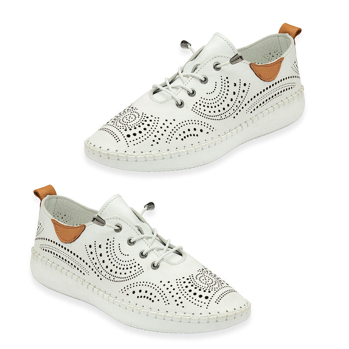 Lotus Womens Tassia Premium Leather Laser Cut Detail Lace Up Shoes (Size 5) - Pink 8511285 2