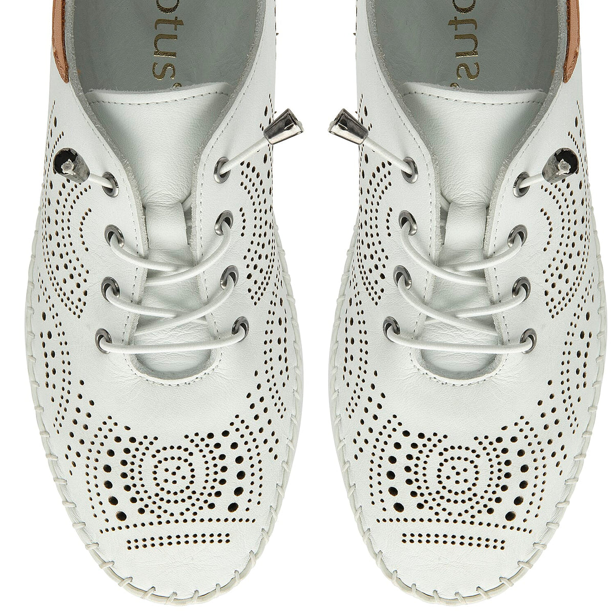 Lotus Womens Tassia Premium Leather Laser Cut Detail Lace Up Shoes (Size 4) - White 8511296 2